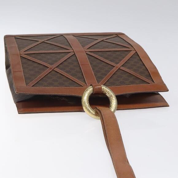 CELINE Macadam Canvas Shoulder Bag Pvc Leather Brown Gold - Picture 6 of 13